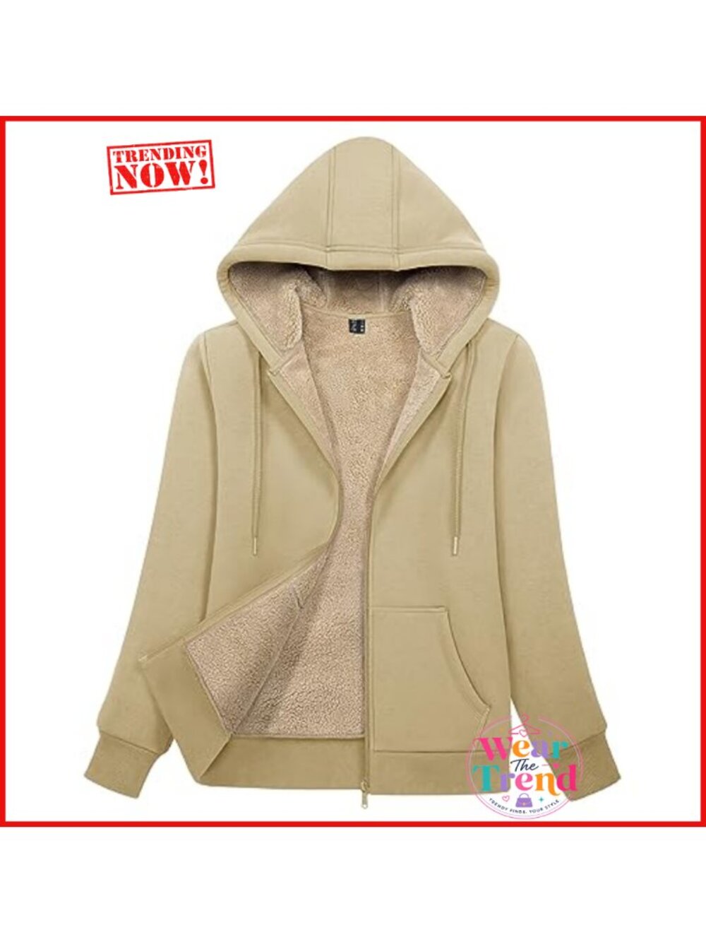 Sherpa Lined Zip Up Hoodie Women Warm Winter Jacket with Pockets